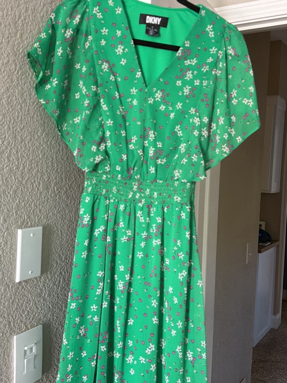 DKNY Green Floral Wedding Guest Dress
